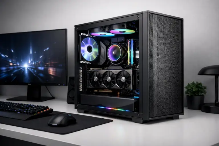 Balanced 1080P gaming PC build for 2026 with airflow case and high FPS performance